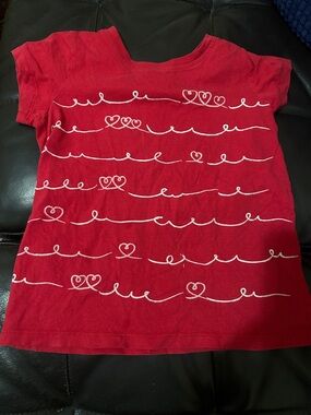 Hanna Andersson Red Tee with White Heart Wave Print